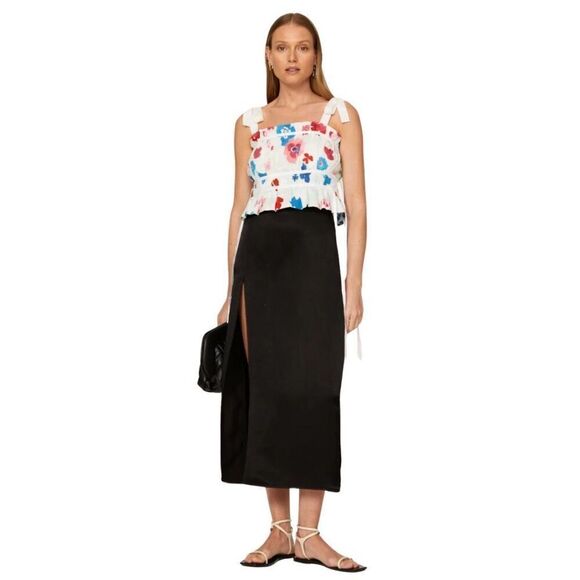 Peter Som Poppy Floral Smocked Tie Crop Top - Picture 3 of 8